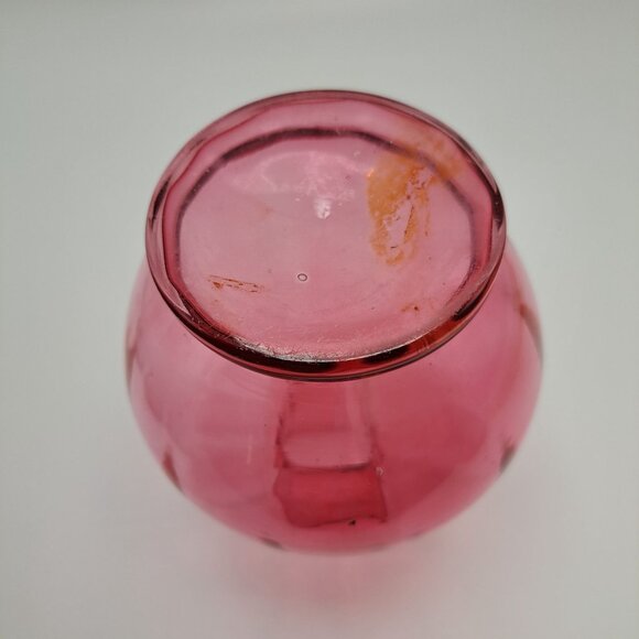 Cranberry Glass Vase Hand Blown Vintage Style Decorative Accent Piece - Picture 8 of 12